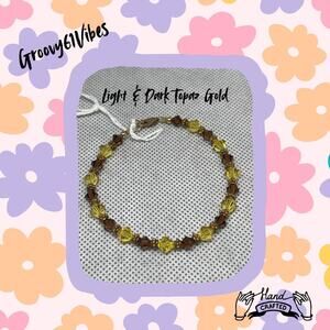 Light & Dark Topaz Gold Accent - Handcrafted Austrian Crystal Beads Bracelet
